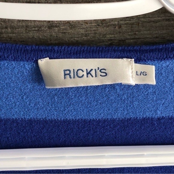 RICKI'S Size Large Blue Striped Cardigan - Picture 5 of 6